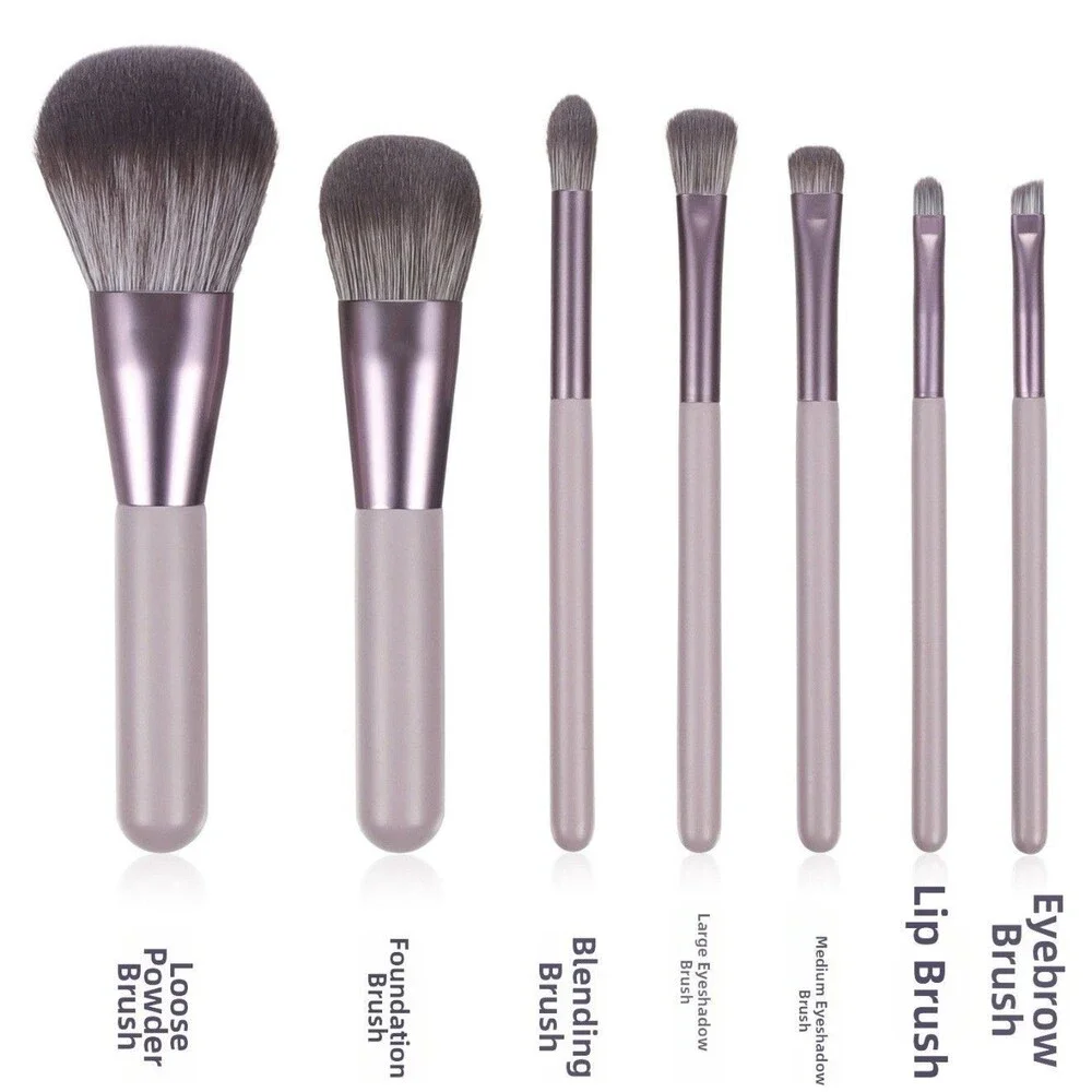 Professional 7-Piece Makeup Brush Set With Travel Case Dusty Purple NEW